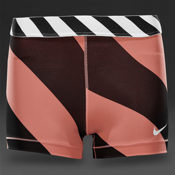 Nike Pro Diagonal Stripe 3 Inch Shorts Sunblush/Black/White for Women